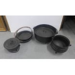 Quantity of black iron skillets, cauldron pot, etc (a lot)