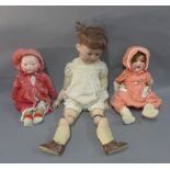 Armand Marseille doll and another smaller and a large Jutta doll (a/f) (3)