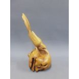 Carved wooden bird figure, 20cm