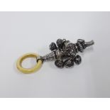 Victorian silver baby's teething rattle with whistle, Hilliard & Thomason Birmingham 1900