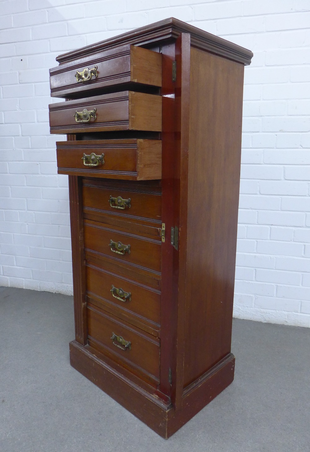 Edwardian mahogany Wellington chest 55 x 124 x 42 - Image 2 of 3