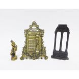 Metal wares to include a brass perpetual desk calendar, small Roman female figure and a Grand Tour