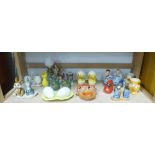 Collection of novelty pottery and porcelain cruet sets (a lot)
