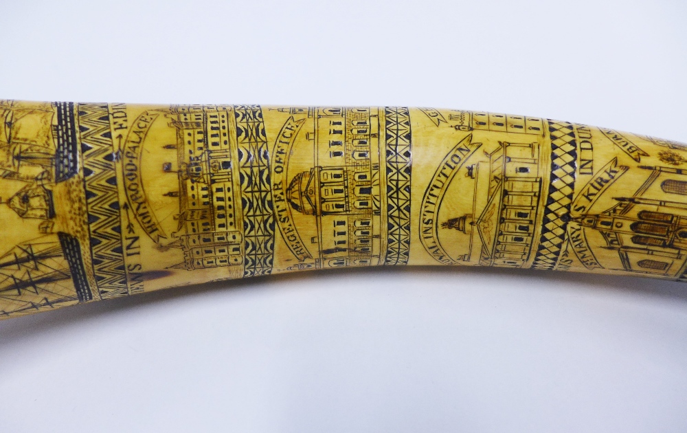 Victorian Scottish scrimshaw cowhorn, dated 1857, presented to John Campbell by D. Gourlay, - Image 6 of 6