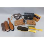 Collection of vintage cameras, binoculars and cloths brushes, etc (a lot)