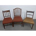 Three various side chairs, largest 49 x 95cm. (3)