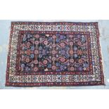 Eastern rug, blue field with flowers and acanthus leaves, 148 x 102cm