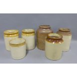 Collection of six various stoneware jars / crocks, (6)