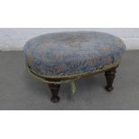 Small footstool with upholstered top on hexagonal legs, 38 x 18 x 30cm