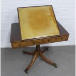 19th century mahogany pedestal writing / architect's table, with a hinged leather slope, three