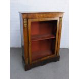 19th century rosewood and inlaid pier cabinet with ormolu mounts, missing the glass. 77 x 105 x