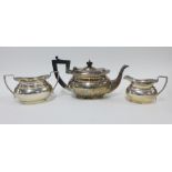 Edwardian silver three piece teaset, Birmingham 1904 (3)