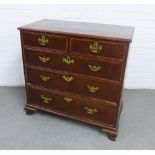 19th century mahogany and inlaid chest , the rectangular top with a moulded edge over two short