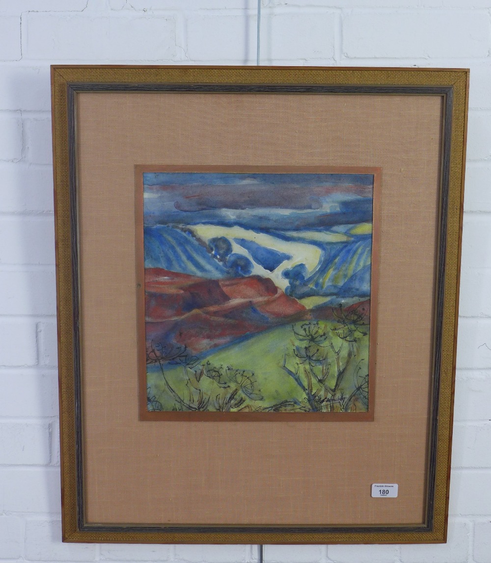 David Donaldson, landscape watercolour, signed, framed under glass, 32 x 34cm - Image 2 of 2