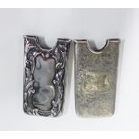 Two Edwardian silver card sleeve cases, one with embossed floral pattern by Chalres Lyster,