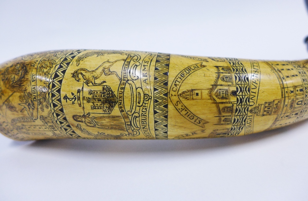 Victorian Scottish scrimshaw cowhorn, dated 1857, presented to John Campbell by D. Gourlay, - Image 4 of 6