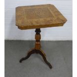 19th century parquetry inlaid side table, a.f. 50 x 71cm.