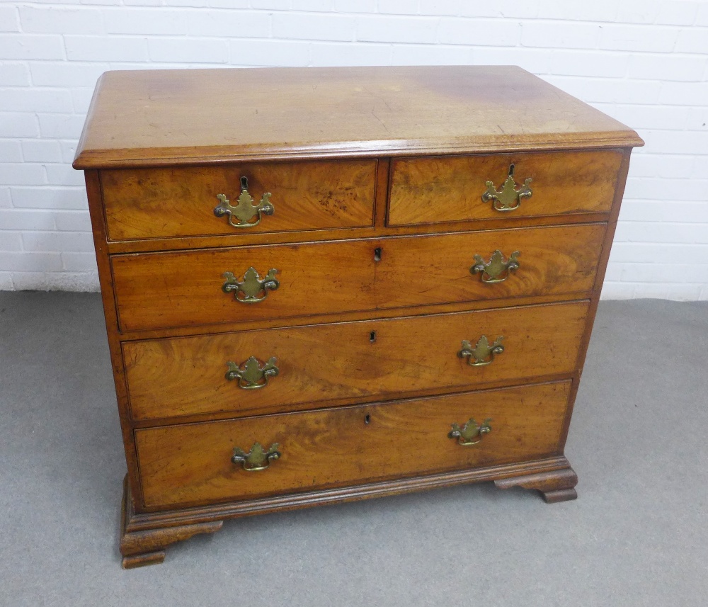 19th century mahogany chest with rectangular top with moulded edge over two short and three long