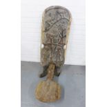 African carved wooden birthing stool, 103cm