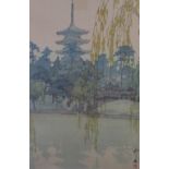 Hiroshi Yoshida (1876 - 1950) woodblock print of Saruswa Pond, signed and inscribed in pencil,