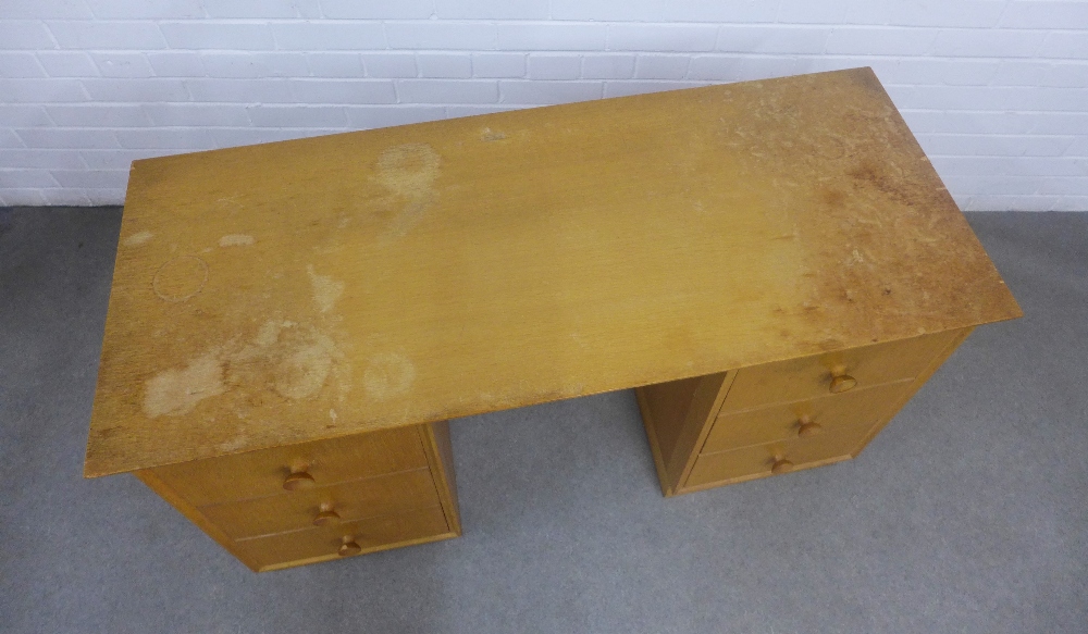 Meredew mid century pedestal desk with six drawers, 122 x 70 x 51cm. - Image 2 of 2