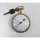 Early 19th century Continental gold, enamel and seed pearl pocket watch, the dial with Arabic