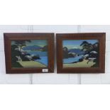 Mount Fuji, companion pair of dioramas, in pine frames, sizes overall 34 x 28cm (2)