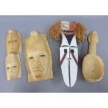 Collection of Nigerian wooden wall masks, (a lot)