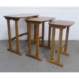 Vintage nest of three tables, 46 x 45, together with a floral upholstery stool 46 x 42cm. (2)
