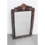 Mother of pearl inlaid mirror with a rectangular glass plate, 49 x 84cm.