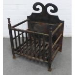 Scottish cast iron fire basket with thistle finials, 49 x 59 x 38cm