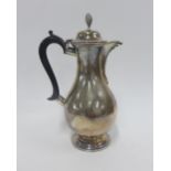 Victorian silver coffee pot, London 1877, Georgian style with finial top, 23cm