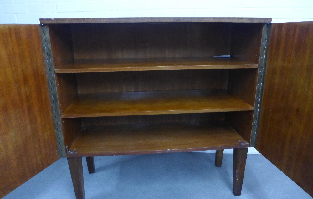 Early 20th century walnut cabinet, shelved interior on square tapering legs, 105 x 104 x 40cm. - Image 3 of 3