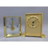 J.W Benson mantle clock and a Swiza clock, tallest 16cm, (2)