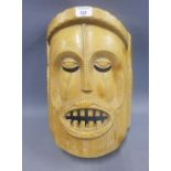 Carved African wooden wall mask, 40cm