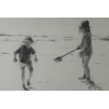 Damian Callan (SCOTTISH B.1960) 'Beach Drawing', charcoal, signed and dated 2000, framed under