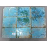 Large turquoise glazed Bull tiled plaque, possibly French, 52 x 37cm