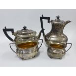George VI silver tea and coffee set, James Carr, Birmingham 1946, comprising coffee pot, teapot,
