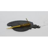 Gotz & Sohne of Vienna, 19th century portable sundial with gilt metal pointer with folding gnomon,