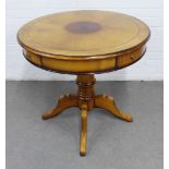 L'Origine of Italy drum table with four drawers, 75 x 70cm.