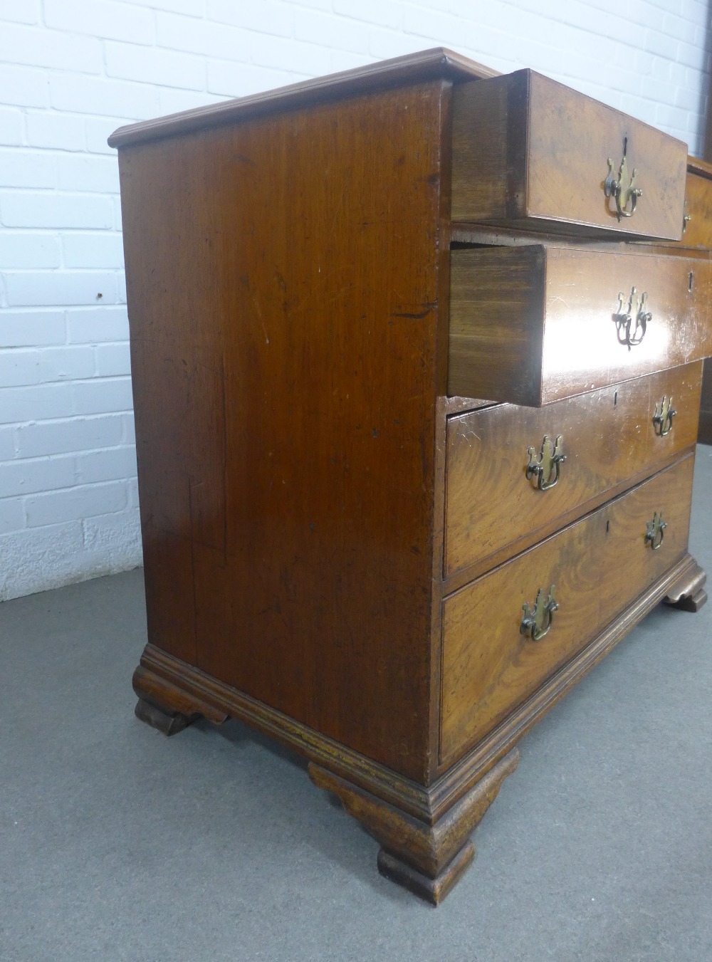 19th century mahogany chest with rectangular top with moulded edge over two short and three long - Image 4 of 4