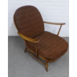 Vintage Ercol dark elm low arm chair 72 x 82cm.