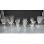 A collection of various 18th and 19th century drinking glasses, tallest 13cm (11)