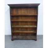 19th century mahogany open bookcase with adjustable pine shelves, shelf supports missing. 128 x