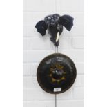 Gong with ebonised elephant hanging wall plaque