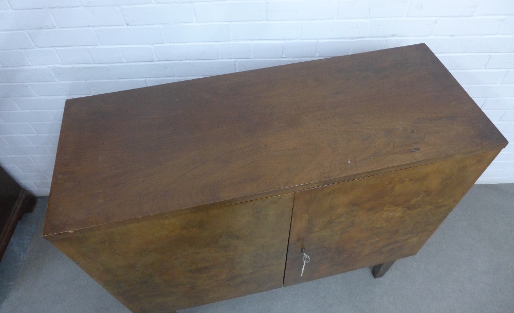 Early 20th century walnut cabinet, shelved interior on square tapering legs, 105 x 104 x 40cm. - Image 2 of 3
