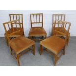 Set of five dining chairs with vertical splat backs and upholstered seats 50 x 88cm. (5)