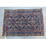 Eastern rug with blue field and foliate pattern, 146 x 98cm.