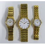 Gents gold plated Rotary wristwatch and two lady's gold plated Rotary wristwatches (3)