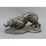 Bronze resin figure of a Collie dog, 14cm